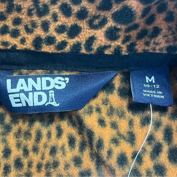 Lands End Fleece Quarter Zip Pullover Cheetah Print Size Medium 10-12 - Picture 8 of 9
